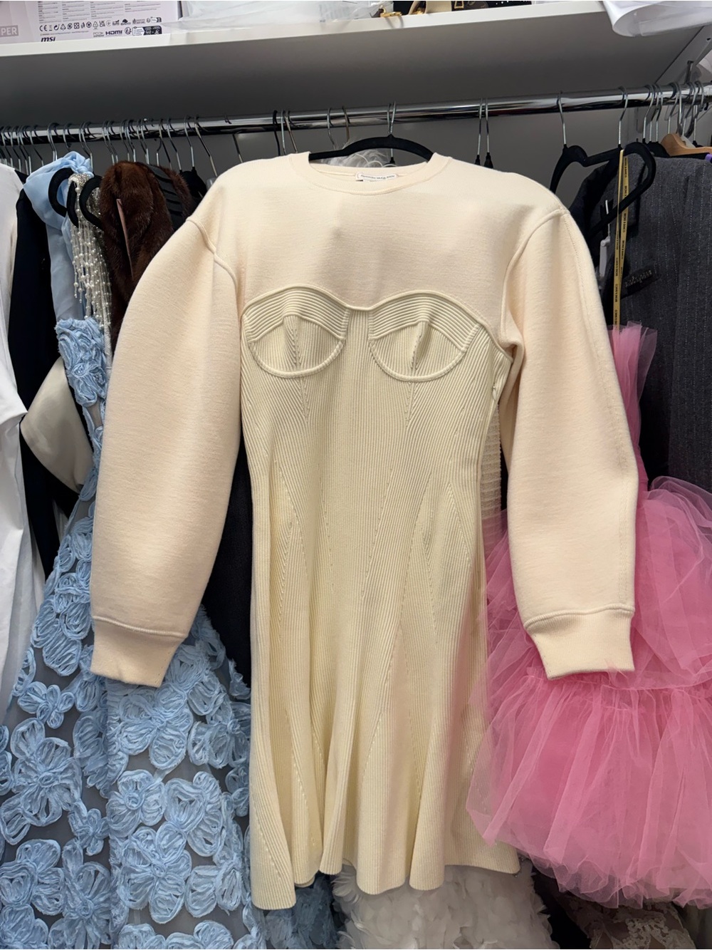 Alexander McQueen Cream Women's Crewneck Dress